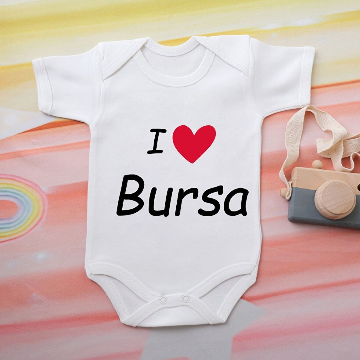 Pamuklu Organik Bebek Zıbını Kısa Kollu Kişiye Özel  0048