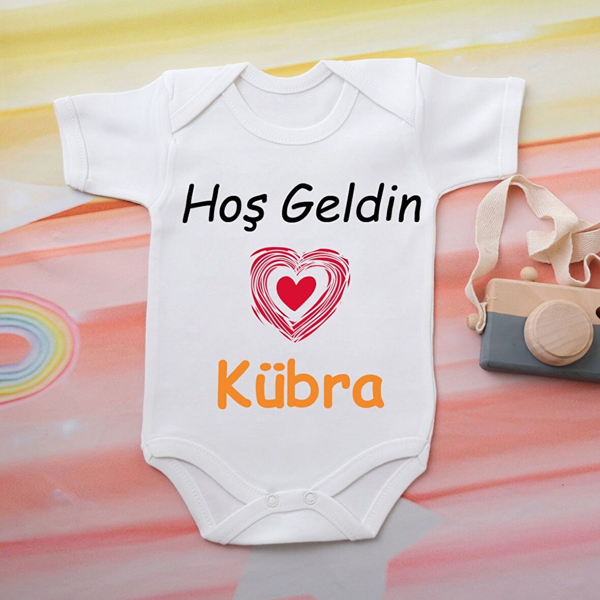 Pamuklu Organik Bebek Zıbını Kısa Kollu Kişiye Özel  0049
