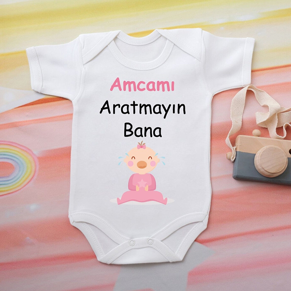 Pamuklu Organik Bebek Zıbını Kısa Kollu Kişiye Özel  0052