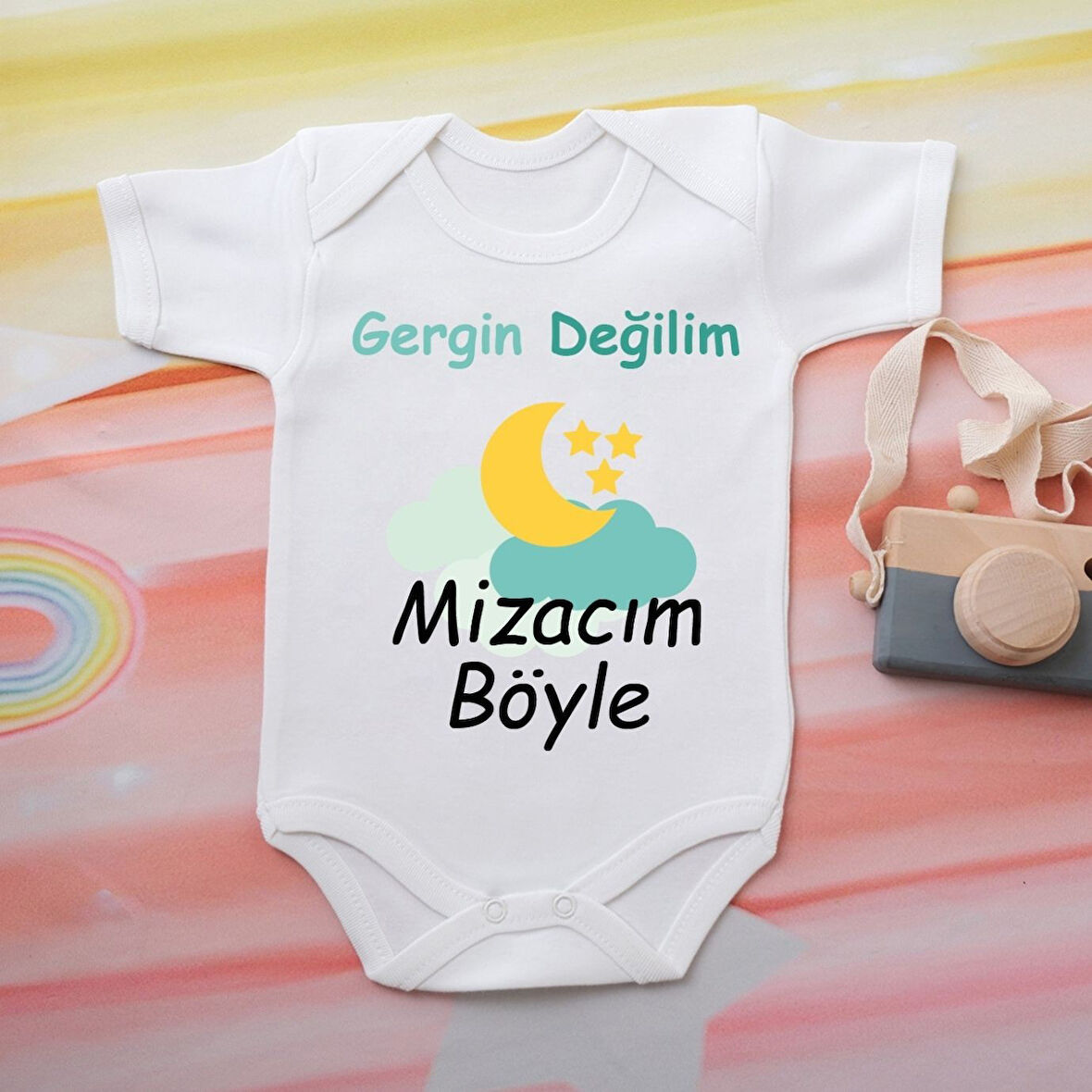Pamuklu Organik Bebek Zıbını Kısa Kollu Kişiye Özel  0056