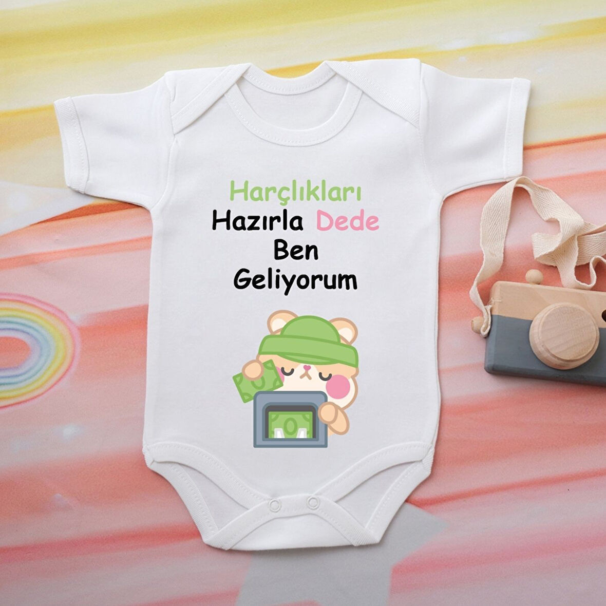 Pamuklu Organik Bebek Zıbını Kısa Kollu Kişiye Özel  0060