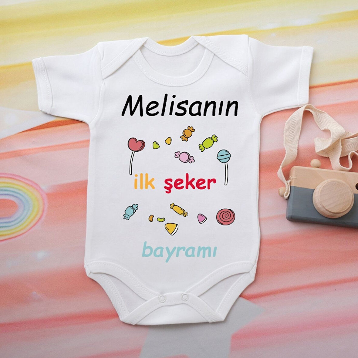 Pamuklu Organik Bebek Zıbını Kısa Kollu Kişiye Özel  0061