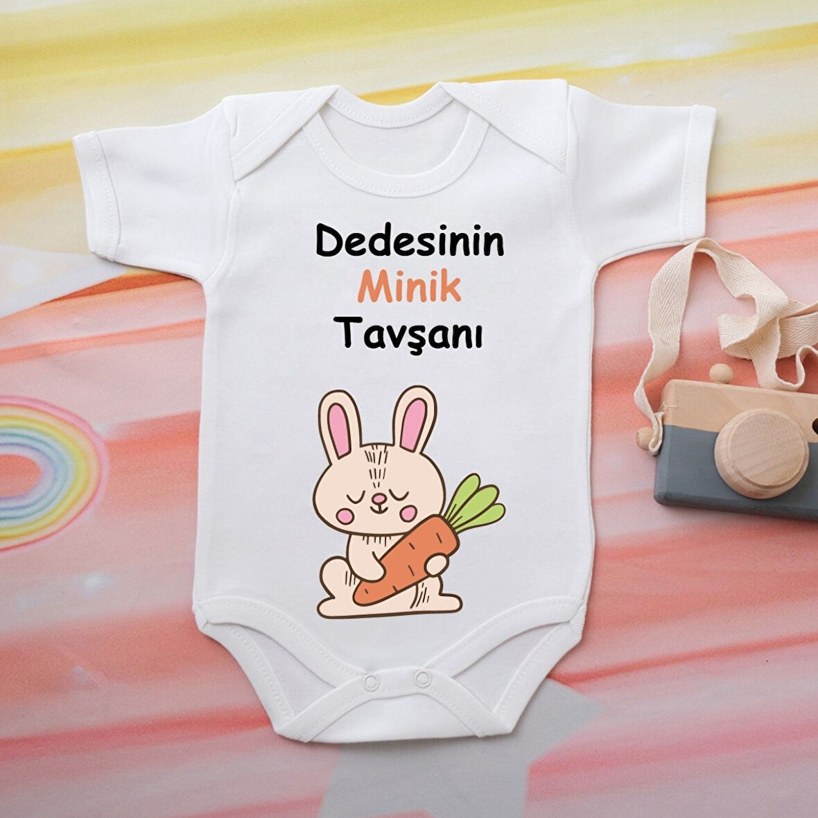 Pamuklu Organik Bebek Zıbını Kısa Kollu Kişiye Özel  0072