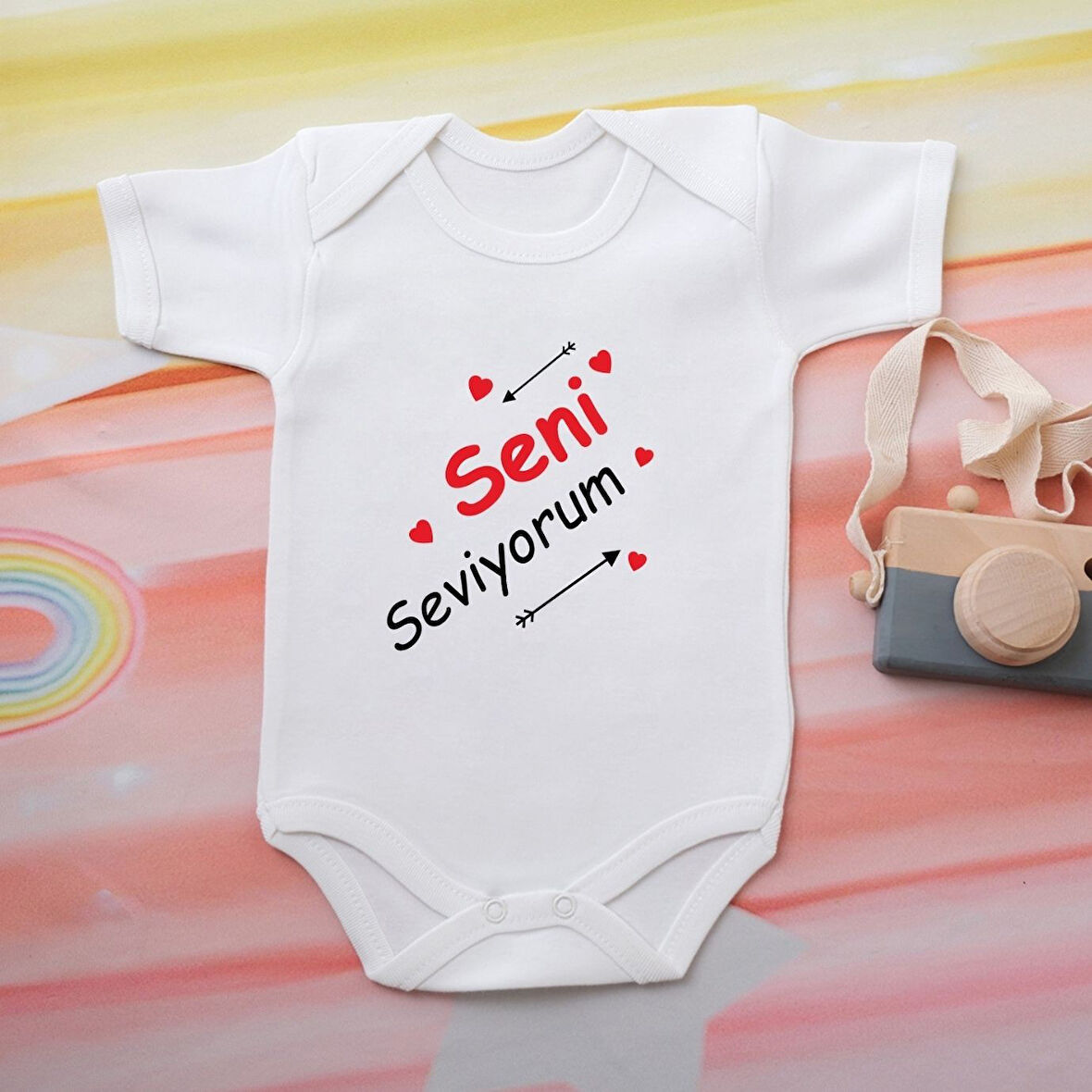 Pamuklu Organik Bebek Zıbını Kısa Kollu Kişiye Özel  0080