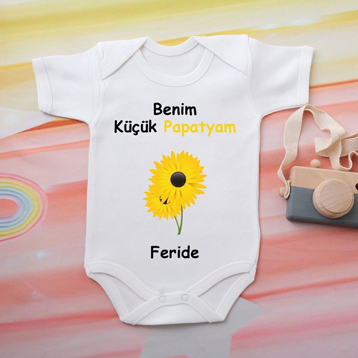 Pamuklu Organik Bebek Zıbını Kısa Kollu Kişiye Özel  0084