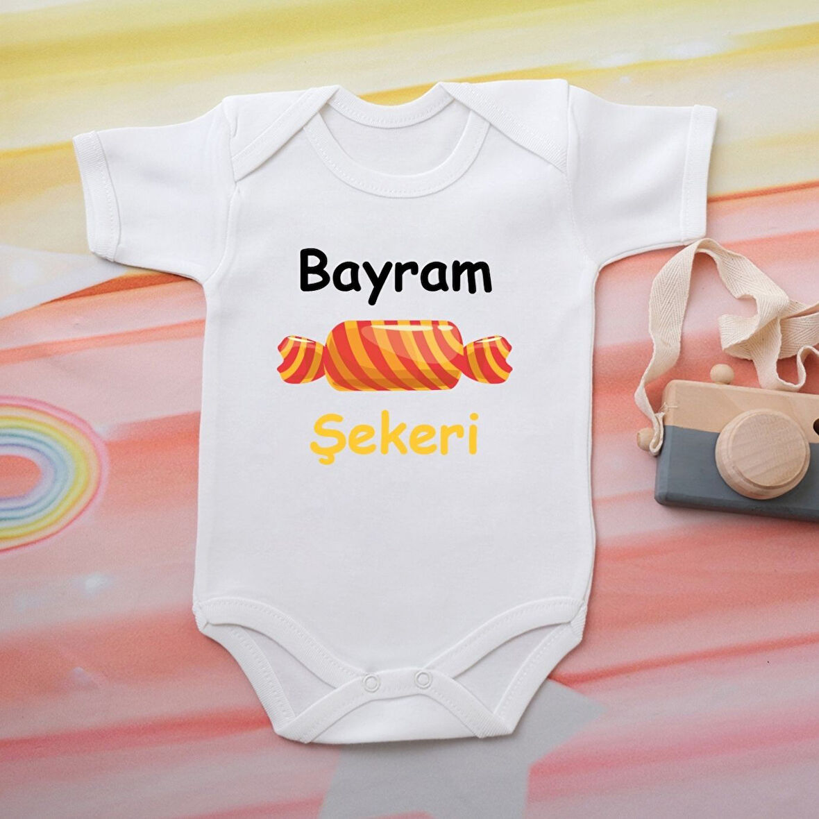 Pamuklu Organik Bebek Zıbını Kısa Kollu Kişiye Özel  0086