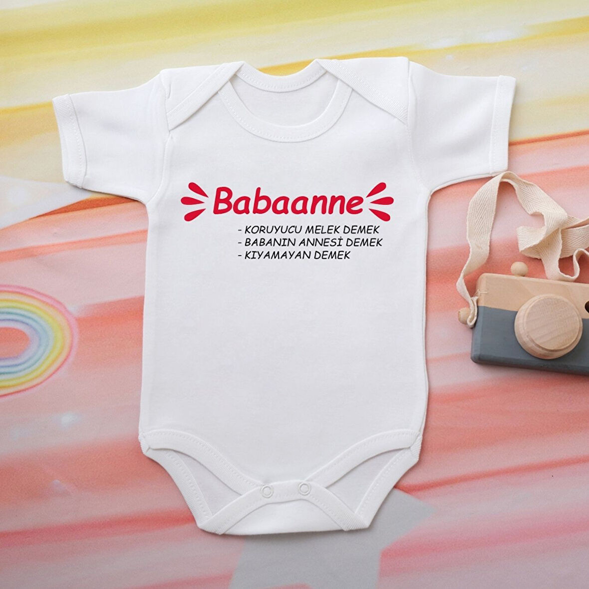 Pamuklu Organik Bebek Zıbını Kısa Kollu Kişiye Özel  0096
