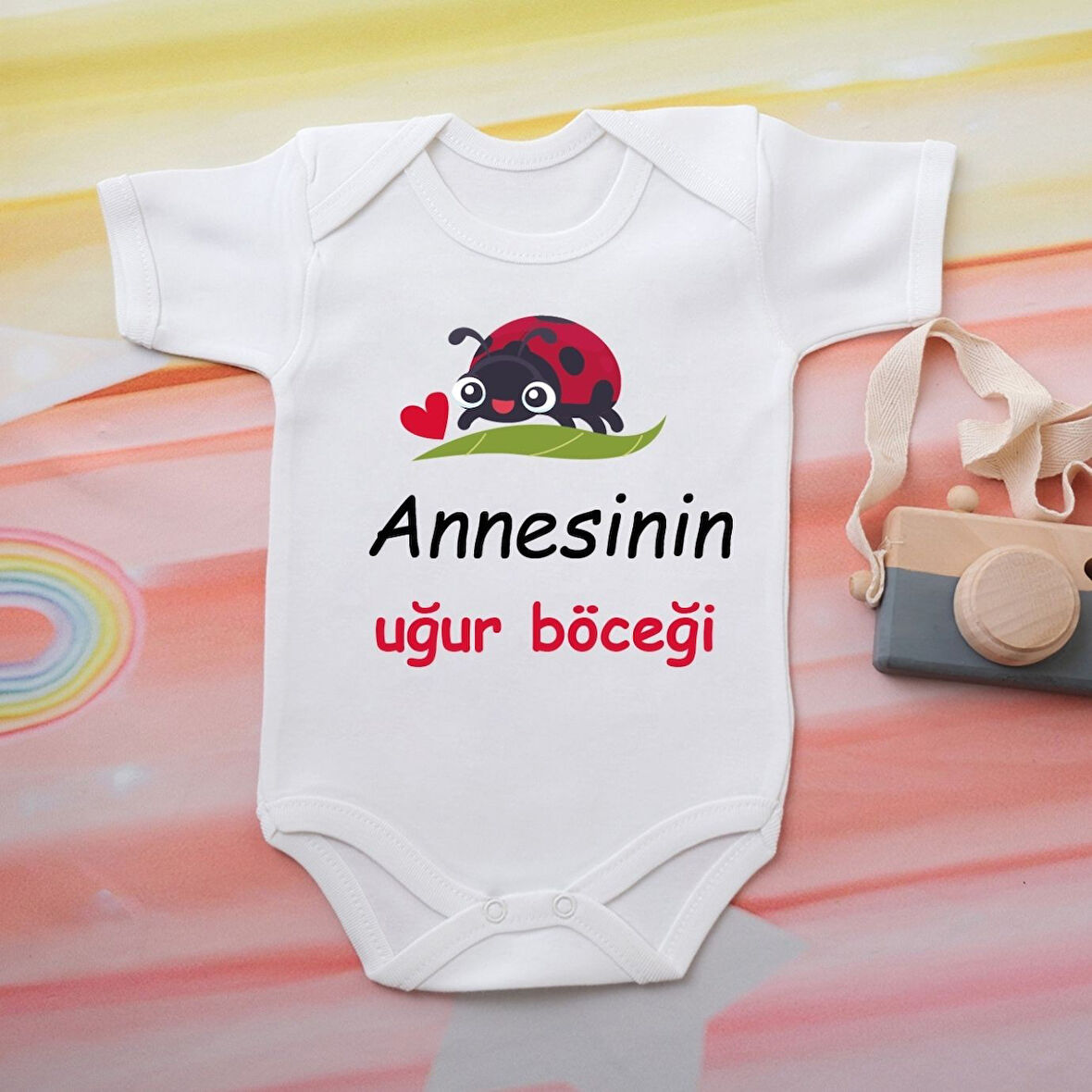 Pamuklu Organik Bebek Zıbını Kısa Kollu Kişiye Özel  0099