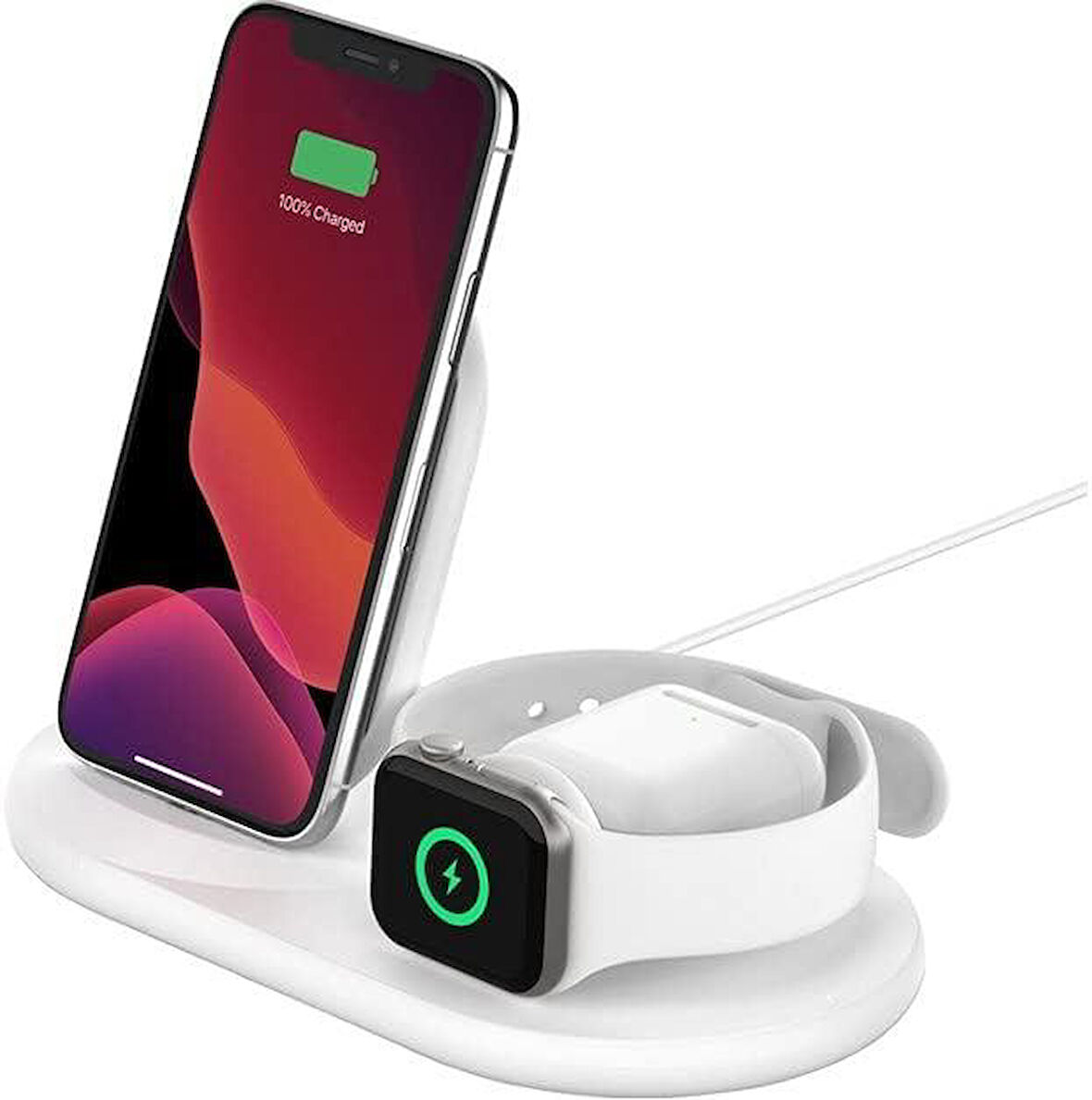Belkin WIZ001VFWH Beyaz 3in1 Kablosuz Şarj Aleti Teşhir