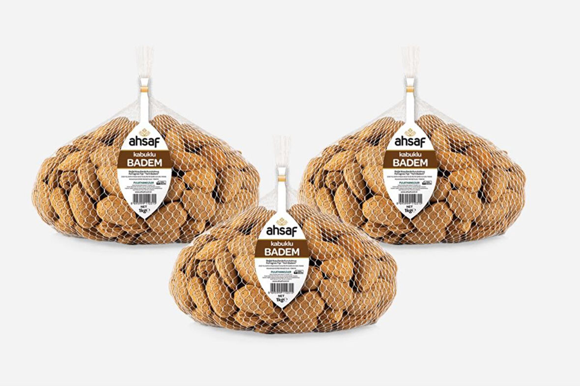 AHSAF KABUKLU BADEM FİLE 1 KG  (3'lü Ekonomik Paket)   