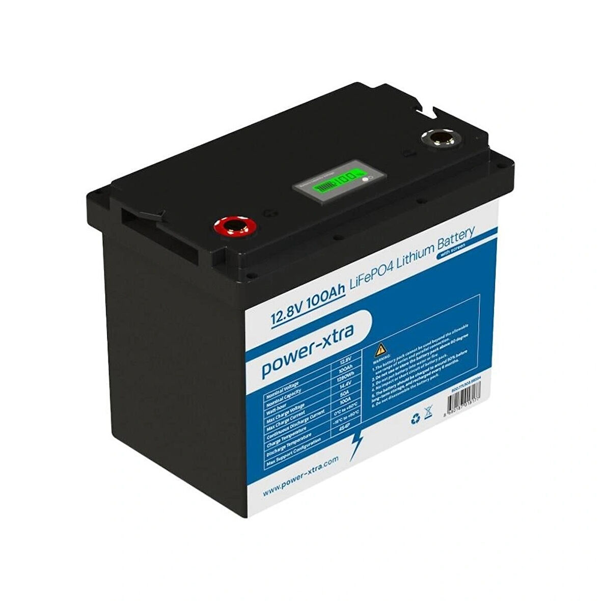 Power-Xtra 12.8V 100Ah LiFePO4 Lityum Akü - Ekranlı