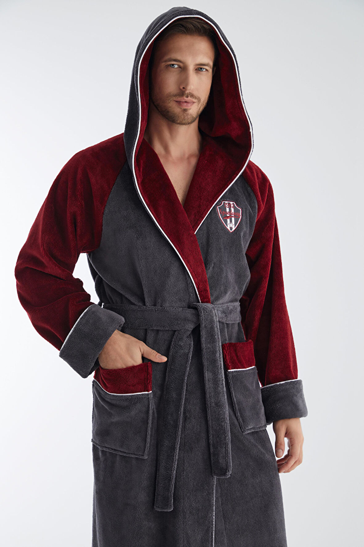 SPEEDWAY Nakış Triga Bukle  Bambu Cotton Erkek Bornoz