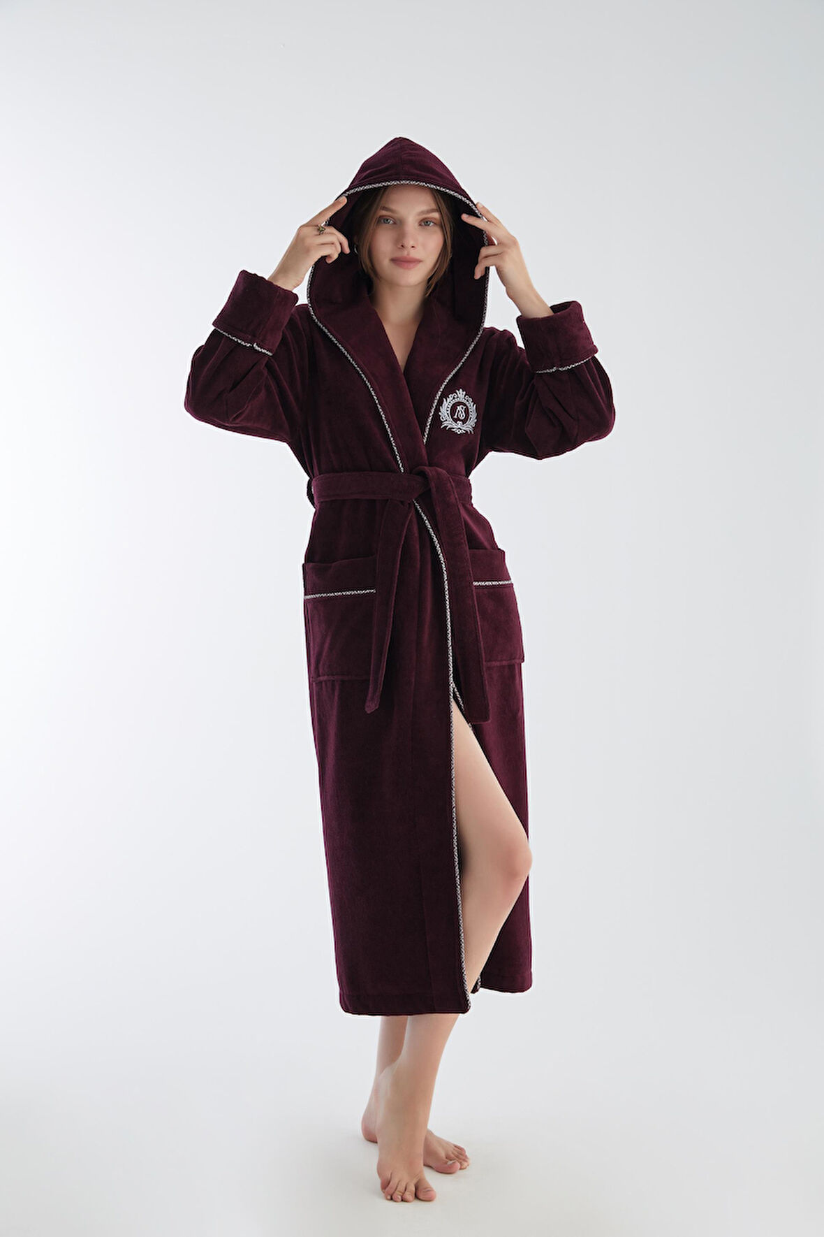 NS Nakış Triga Bambu Cotton Kadın Bornoz