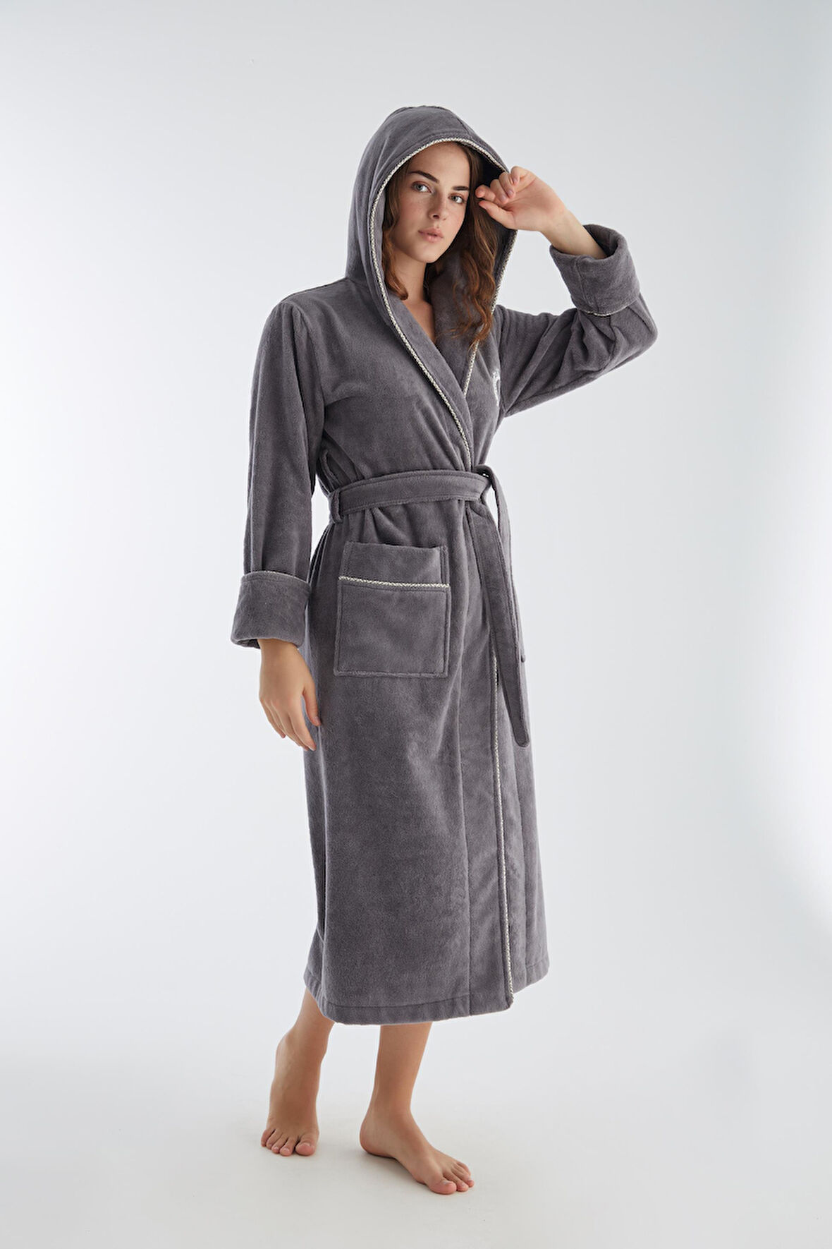 NS Nakış Triga Bambu Cotton Kadın Bornoz