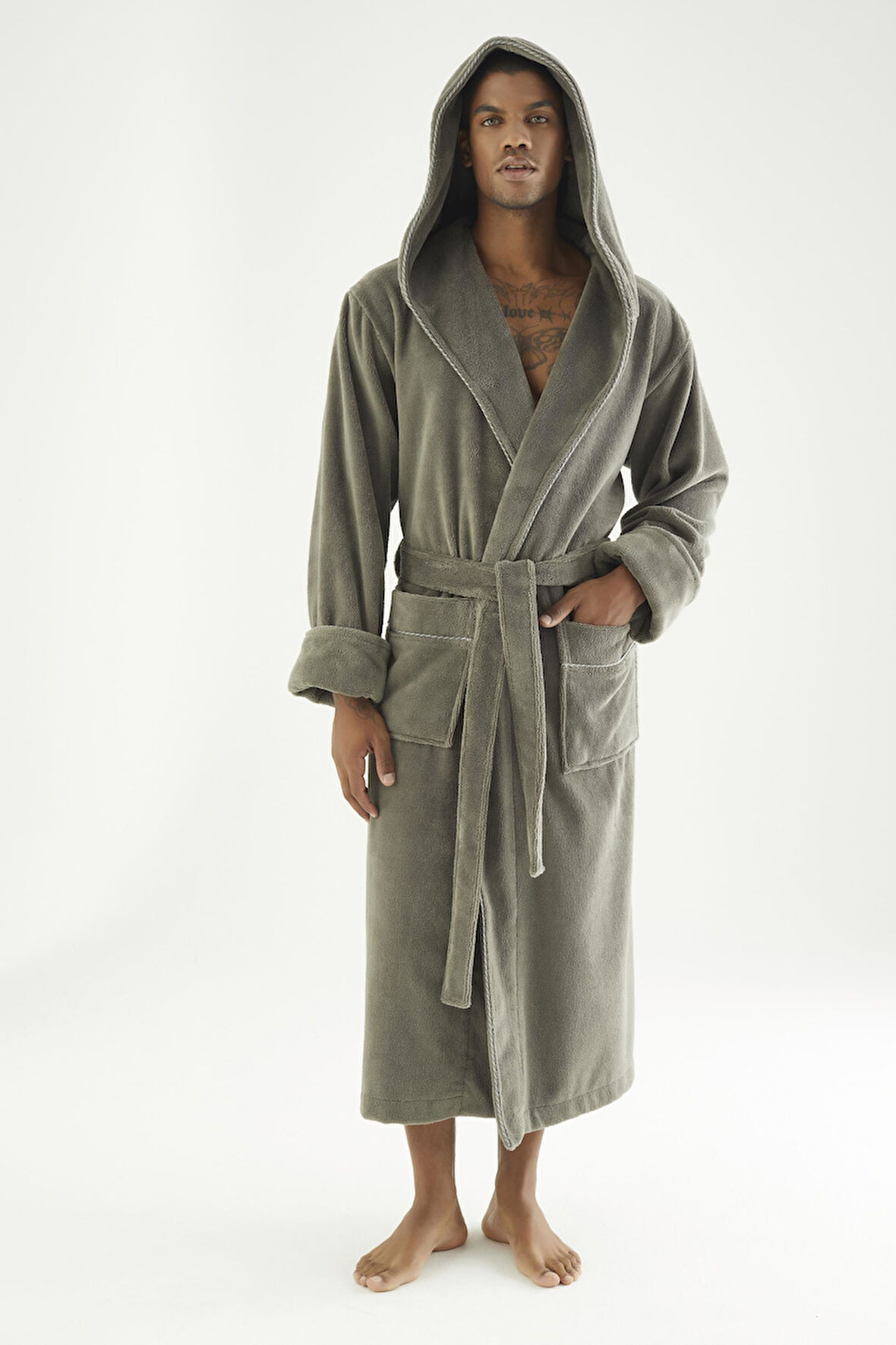 Uzun Kapüşonlu Triga Bambu Cotton Kadın Bornoz