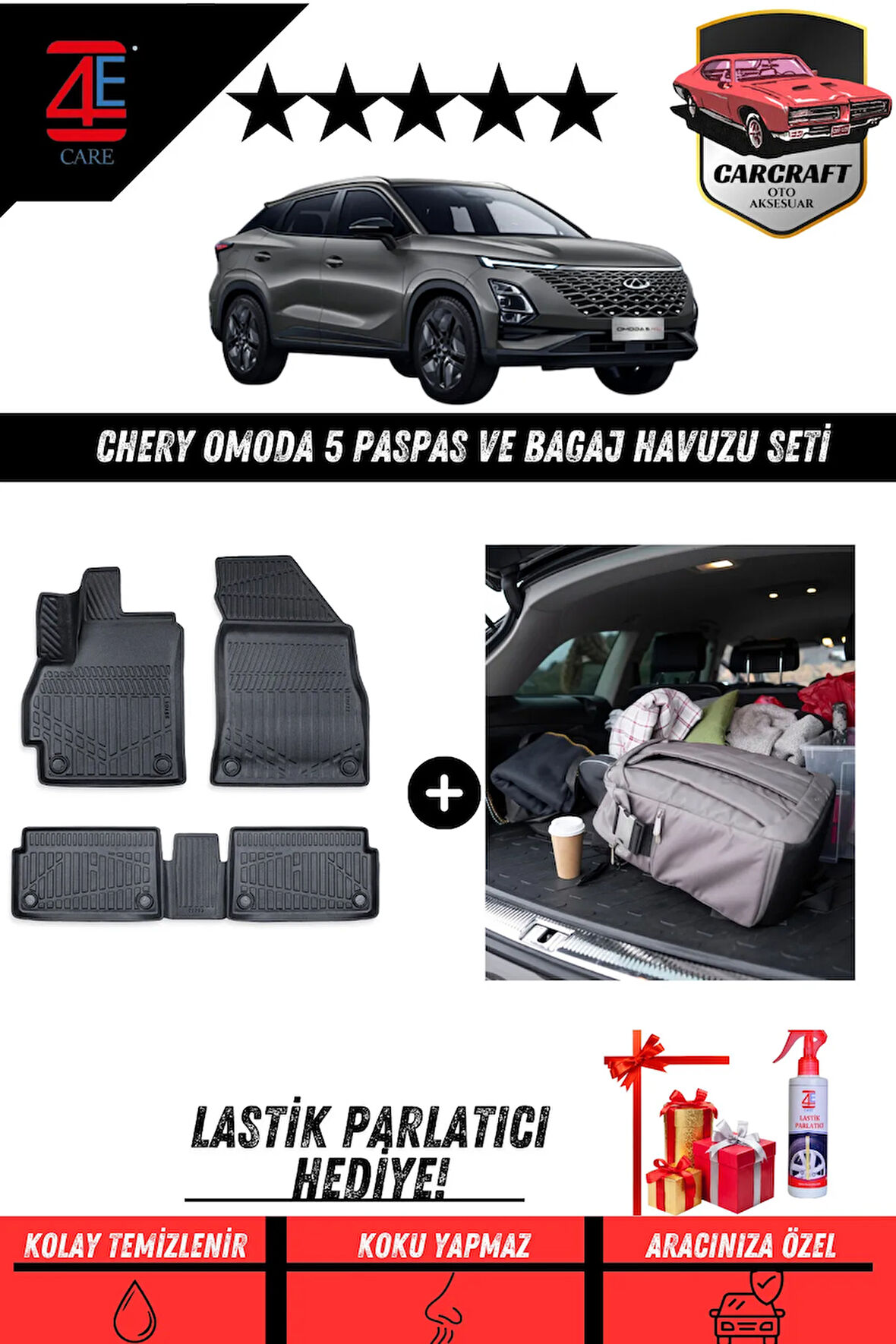 CHERY OMODA 5 2023 3D Havuzlu Paspas & Bagaj Havuzu Set