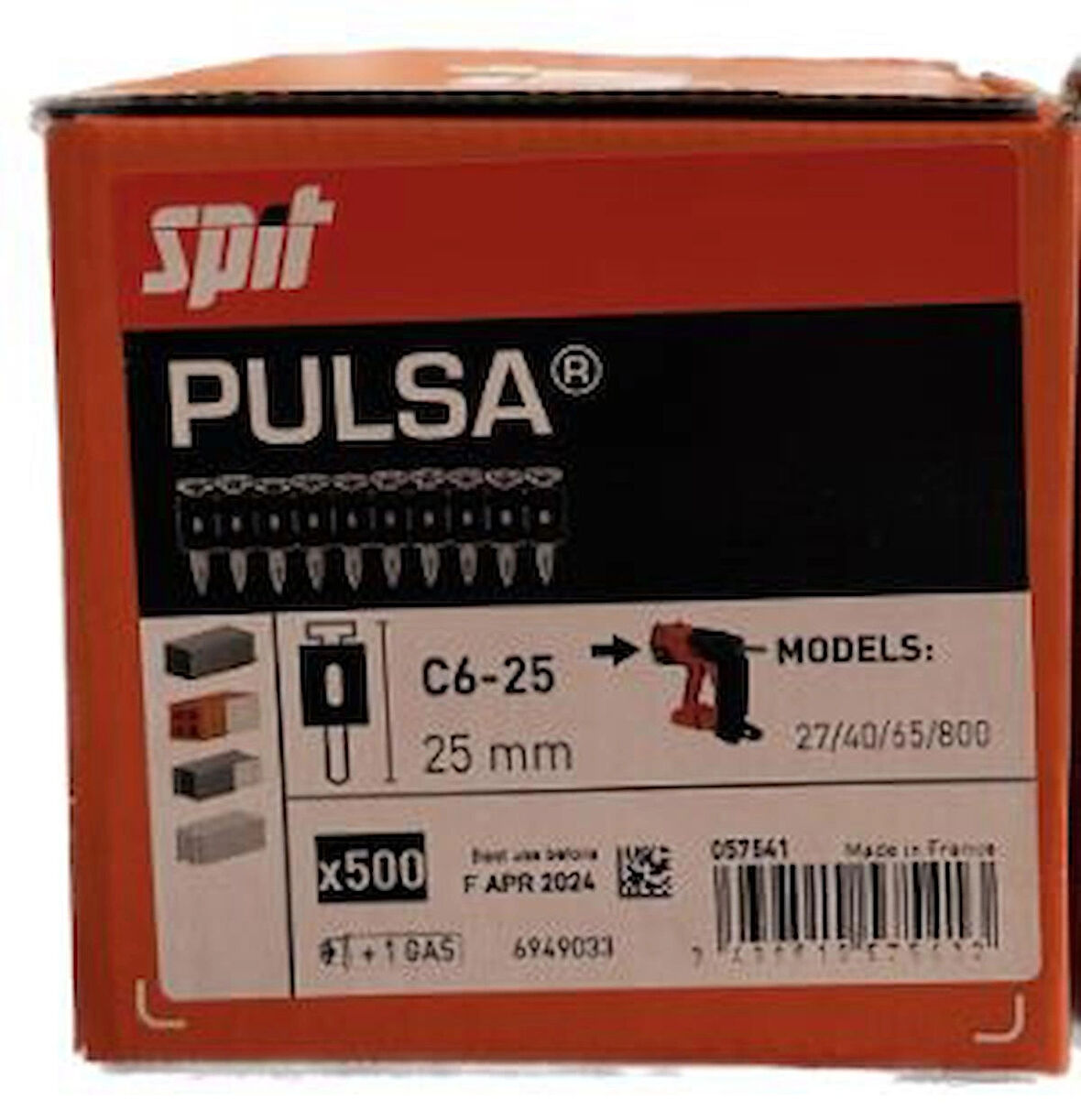 SPİT PULSA 800 C6-25 STANDART BETON ÇİVİSİ 500 ADET (GAZSIZ )