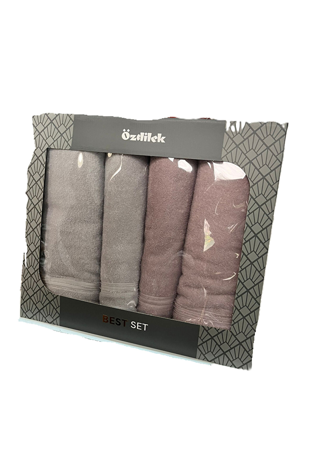 Özdilek Alleur Havlu Seti Best Set Hamam Takımı Gri-Pembe