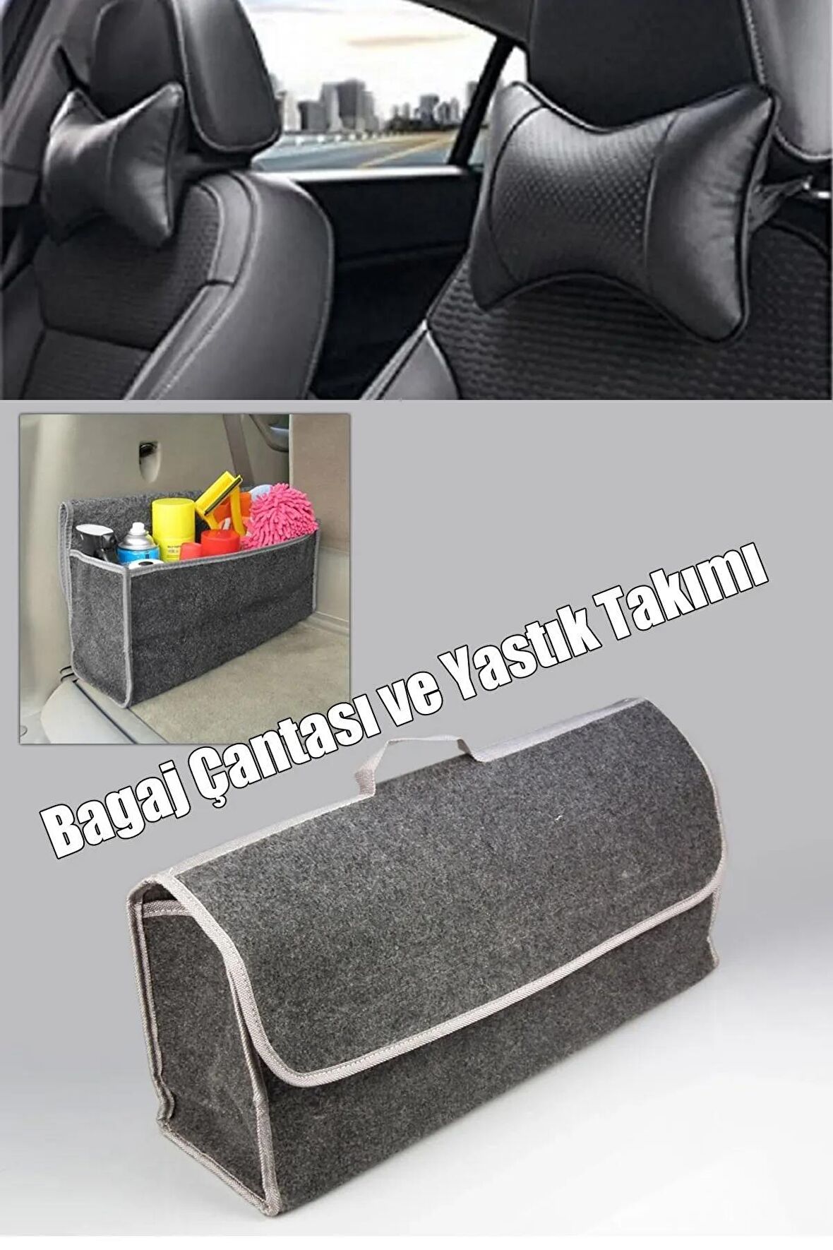 Audi A5 için bagaj erzak çantası ve koltuk seyahat yastığı set