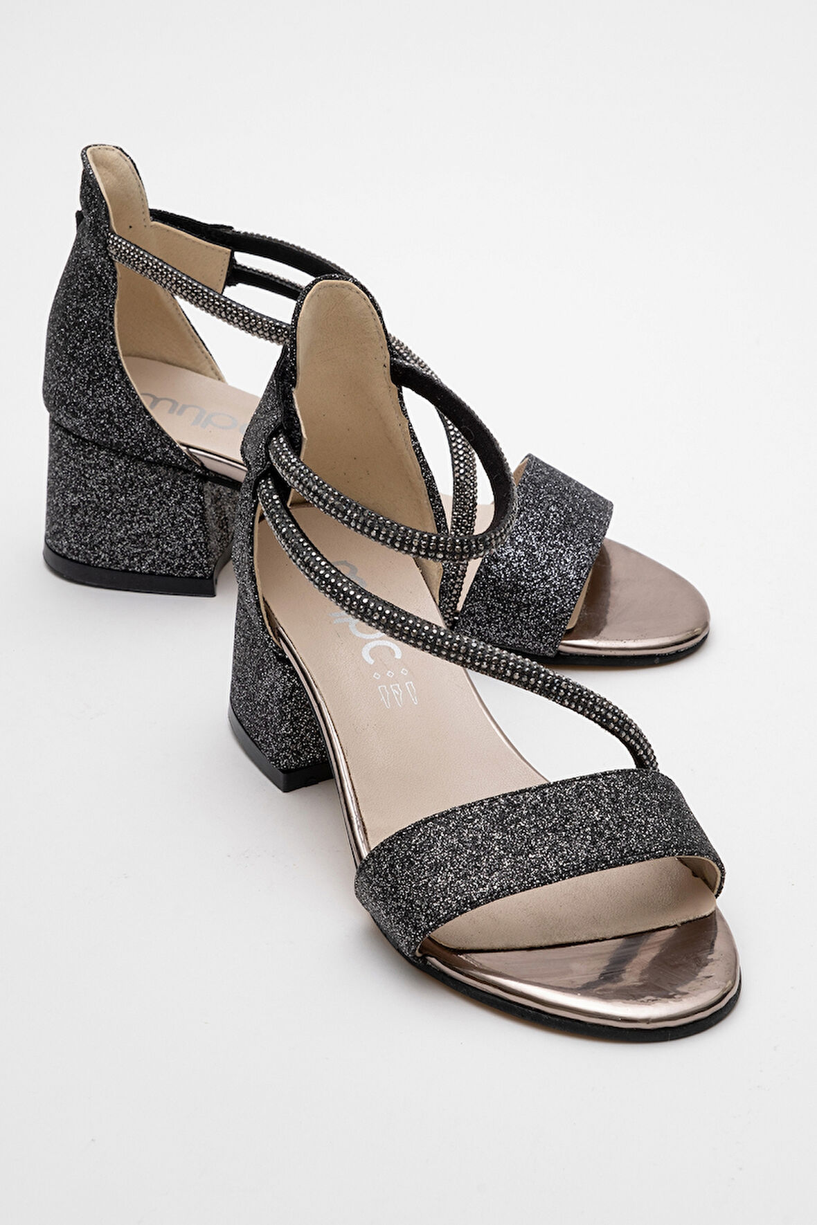 mnpc Kız Çocuk Platin Topuklu Simli Abiye Ayakkabı