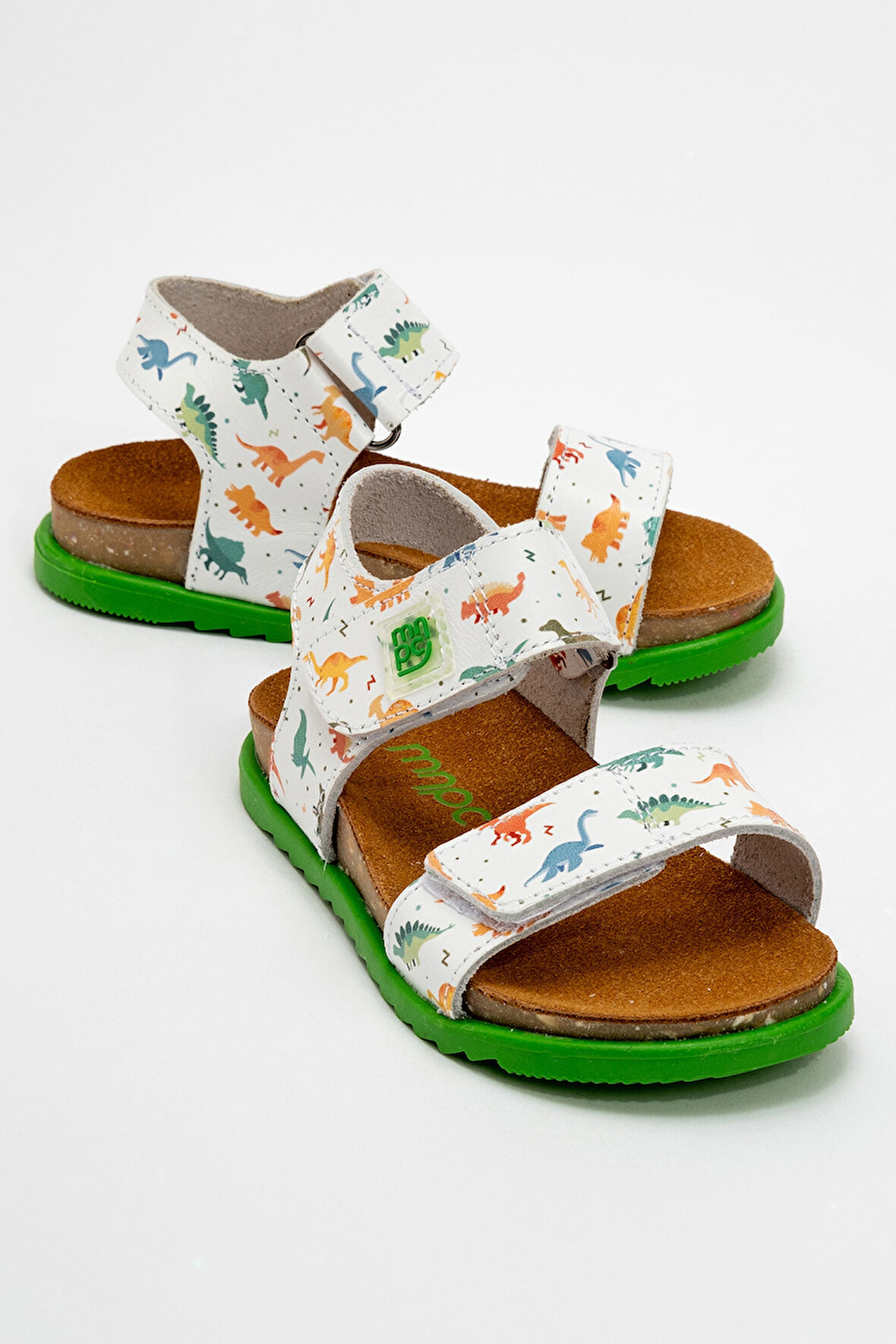 mnpc Erkek Çocuk Dino Hakiki Deri Mantar Tabanlı Günlük Çocuk Sandalet