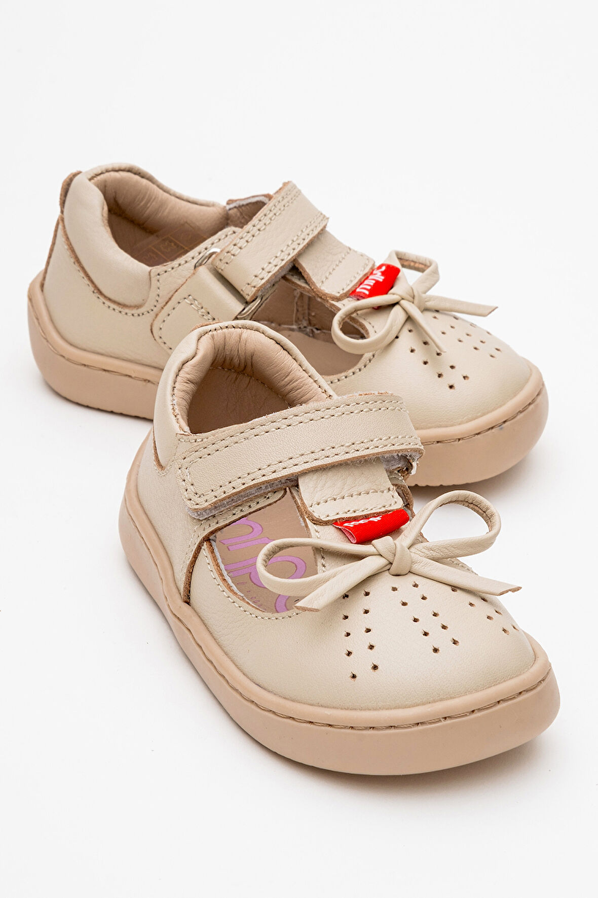 mnpc Kız Çocuk Bej Hakiki Deri Günlük Babet