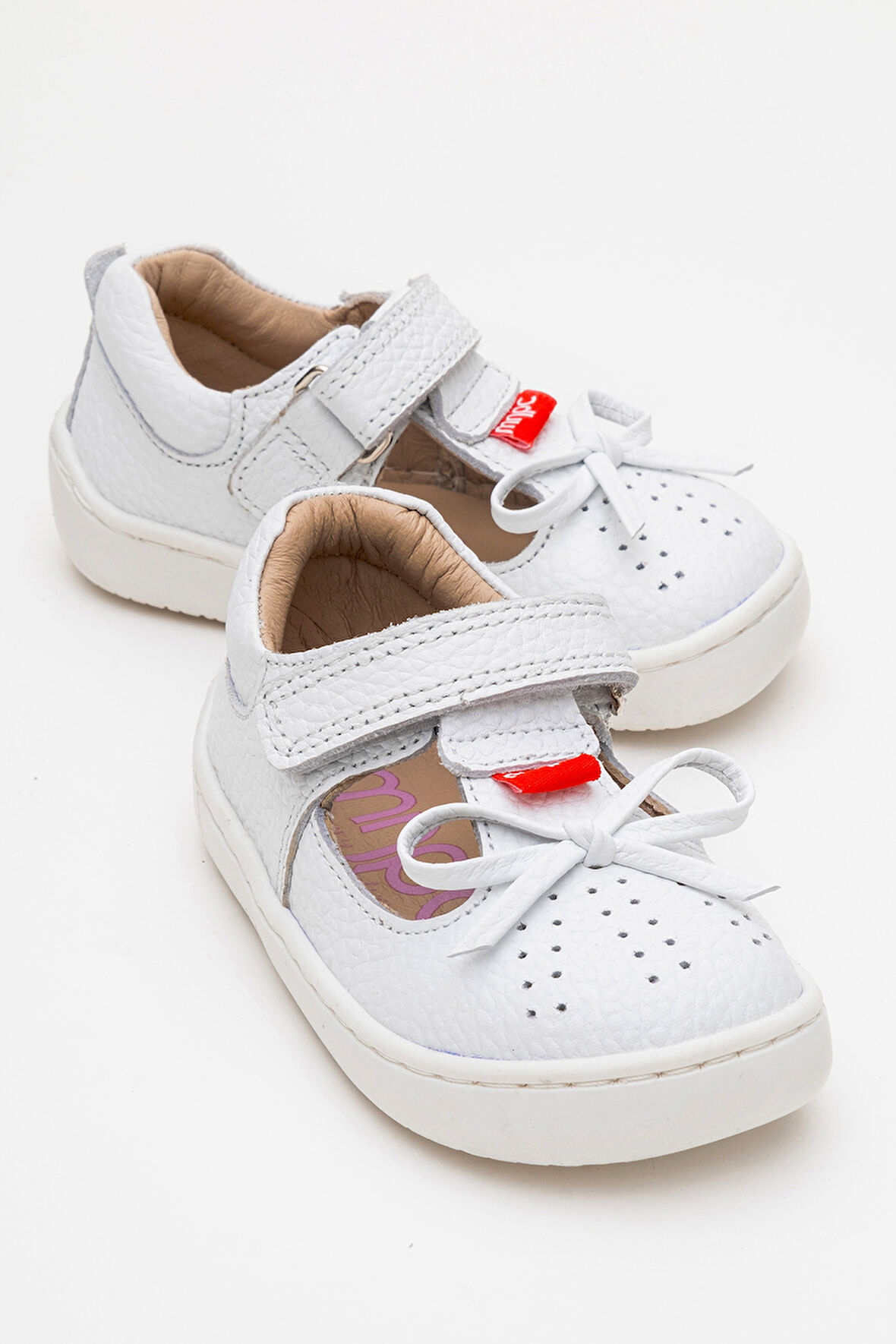 mnpc Kız Çocuk Beyaz Hakiki Deri Günlük Babet