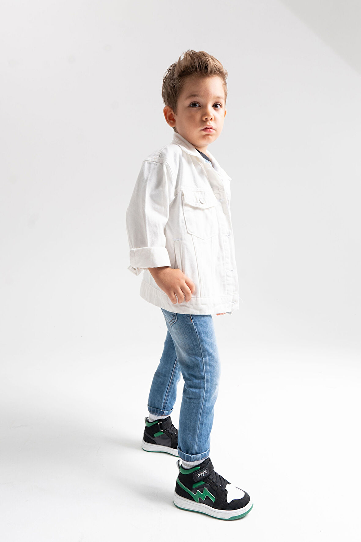 mnpc Unisex Çocuk Siyah-Yeşil Hakiki Deri Anatomik Günlük Bot