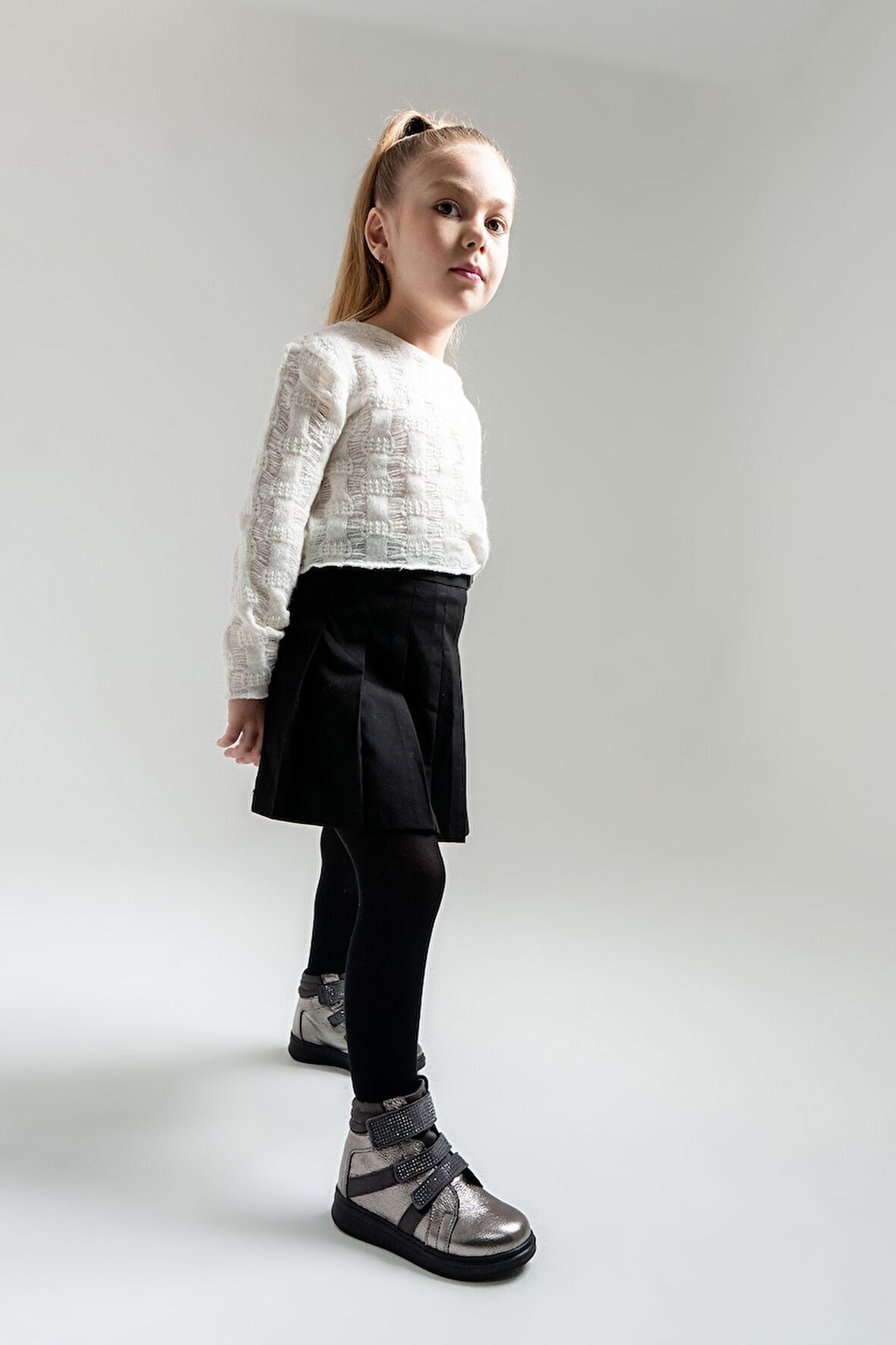 mnpc Kız Çocuk Gümüş Hakiki Deri Suya Dayanıklı Günlük Bot