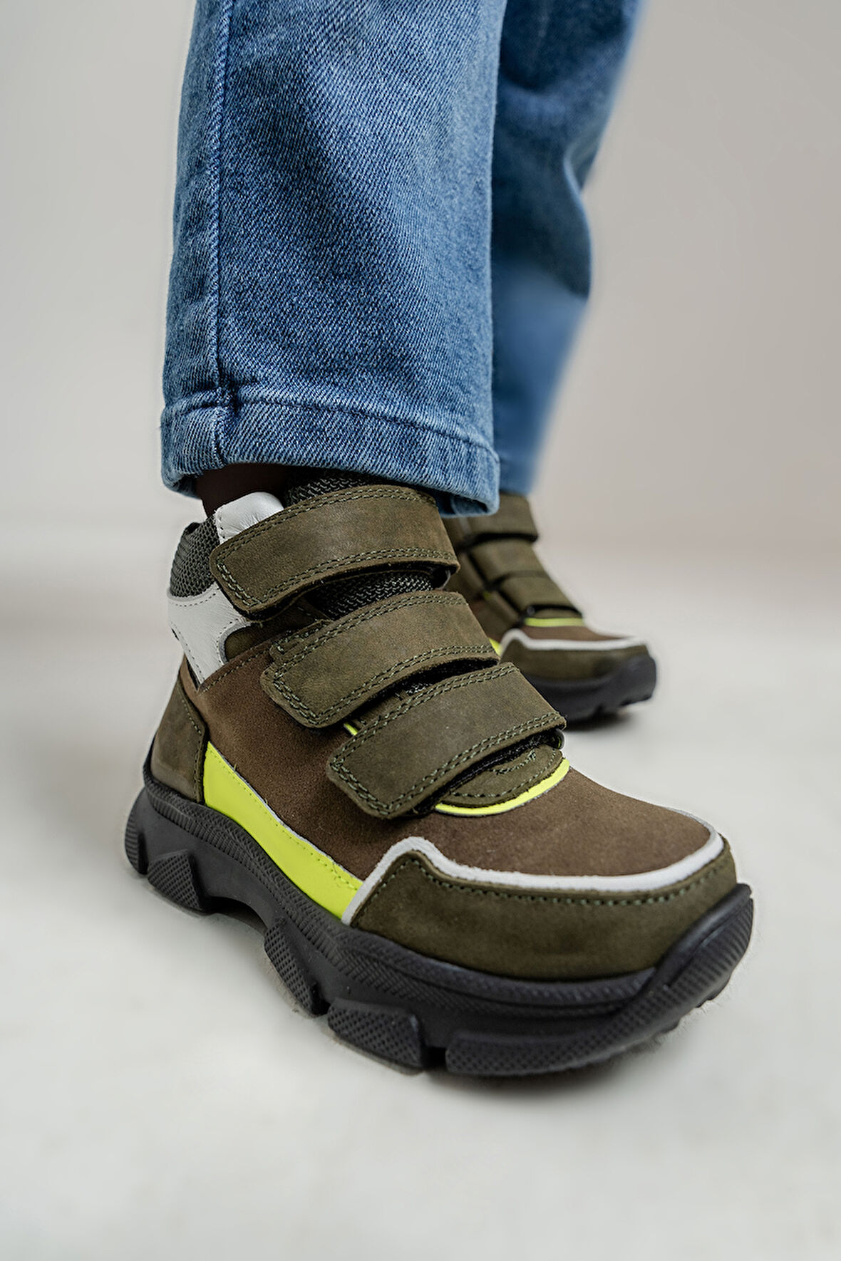 mnpc Erkek Çocuk Haki Hakiki Deri Anatomik Günlük Bot