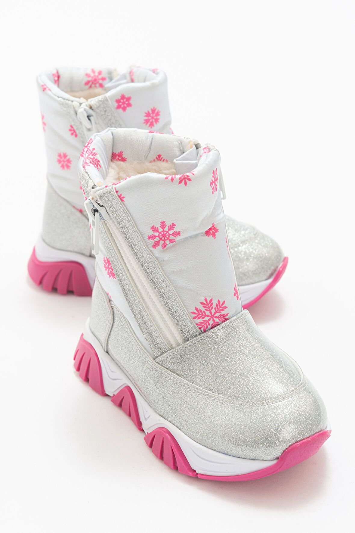 mnpc Kız Çocuk Gümüş Simli Rugan Deri Suya Dayanıklı Günlük Bot