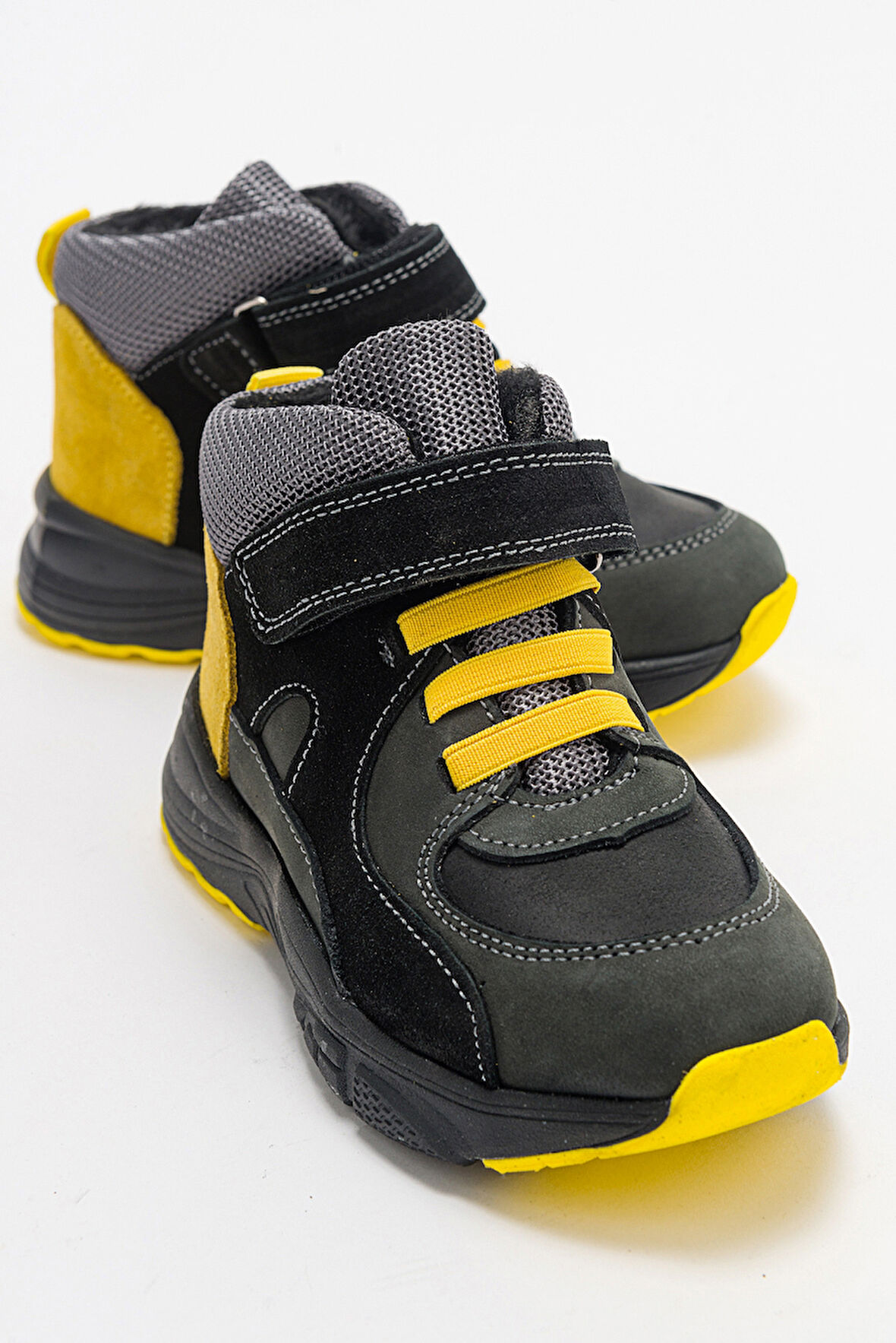 mnpc Erkek Çocuk Gri-Sarı Hakiki Deri Suya Dayanıklı Anatomik Günlük Bot