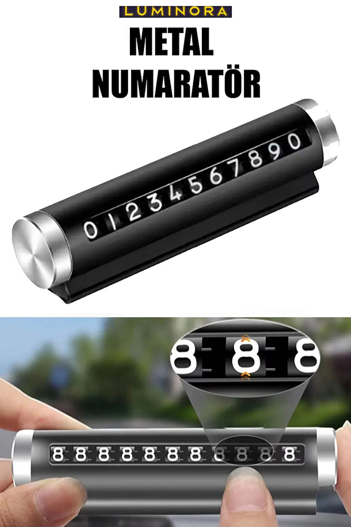 Alüminyum Kasa Çevirmeli Araç Içi Park Telefon Numaratör Parkmatik (SİYAH) Tüm Araçlara Uyumlu