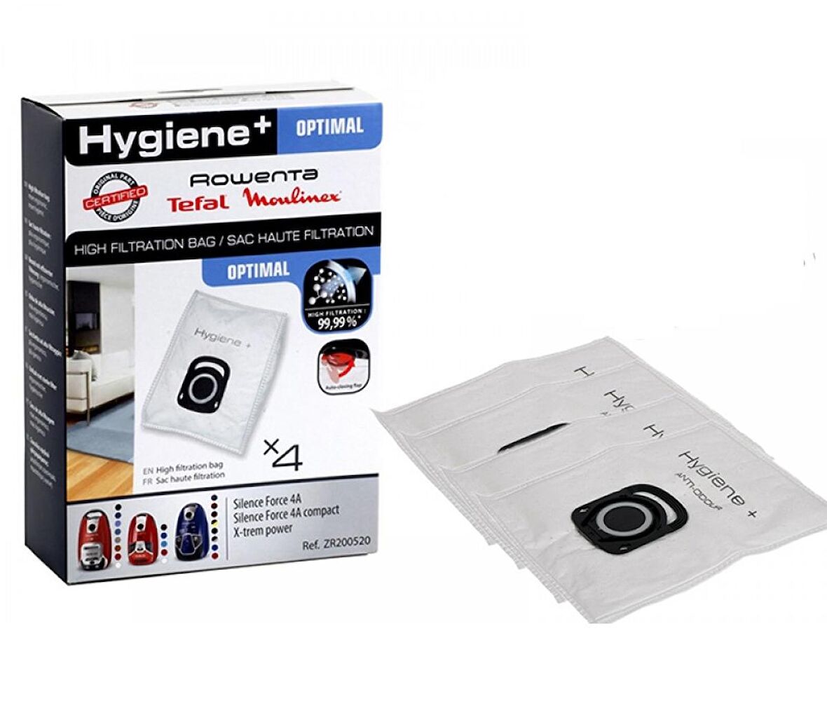 Rowenta Uyumlu RO 6477 Silence Force 4A Hygiene Toz Torbası 4'lü