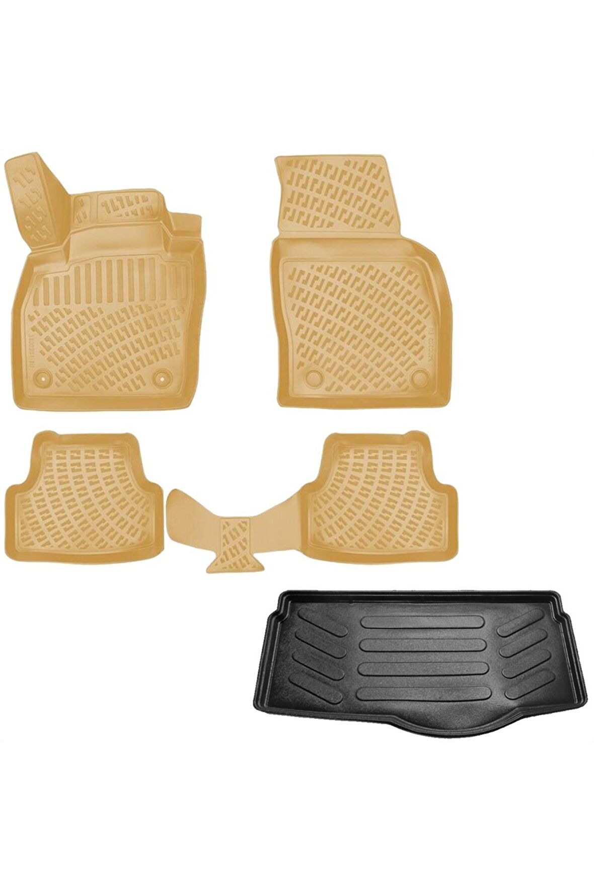 Seat İbiza 3D Havuzlu Paspas BEJ RENK + 3D Bagaj Havuzu Paspası 2017 Sonrası - Friemats