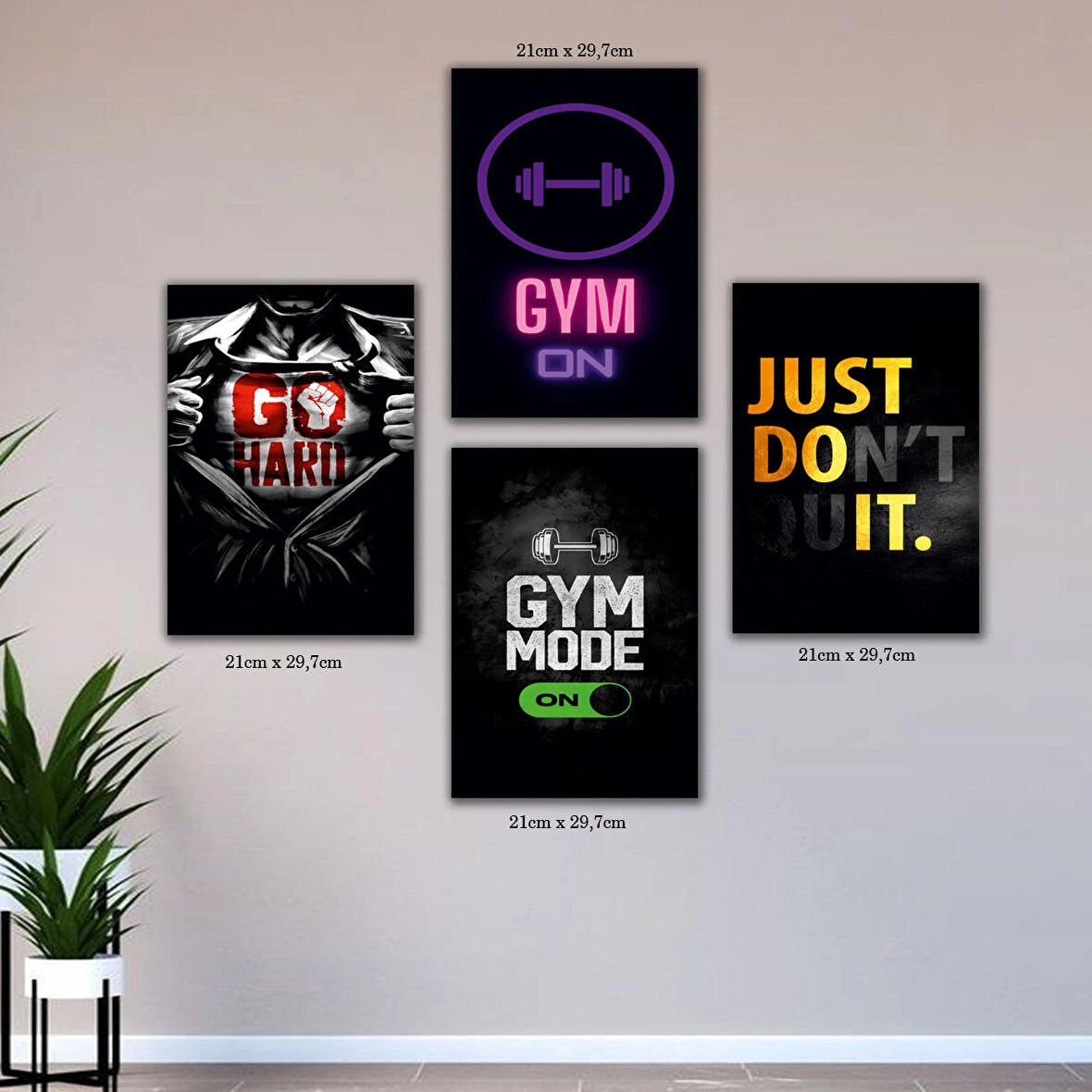 bodybuildng spor salonu için tabela HD baskılı 4lü kumaş baskı tablo resim