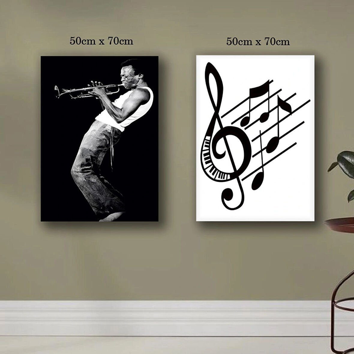 muüzik notalar jazz kanvas tuval tablo resim 2 adet 50x70 HD baskı
