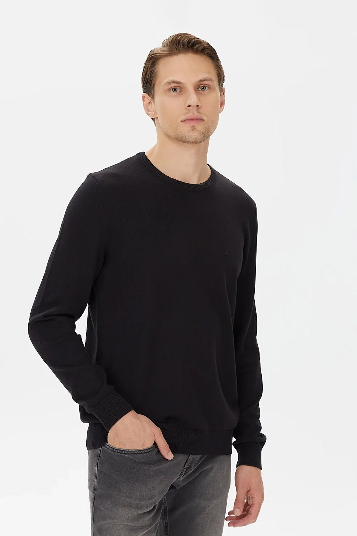 Erkek Uzun Kollu Standart Fit Triko - Siyah | XS