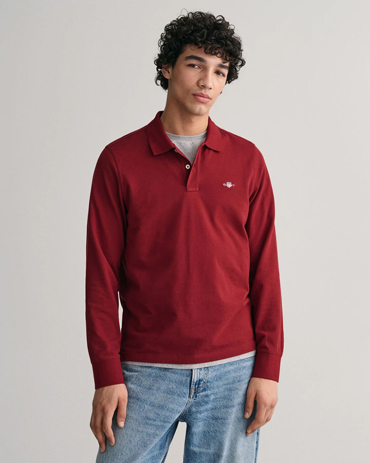 Erkek Regular Fit Logolu Polo Kazak-Bordo | XXXL