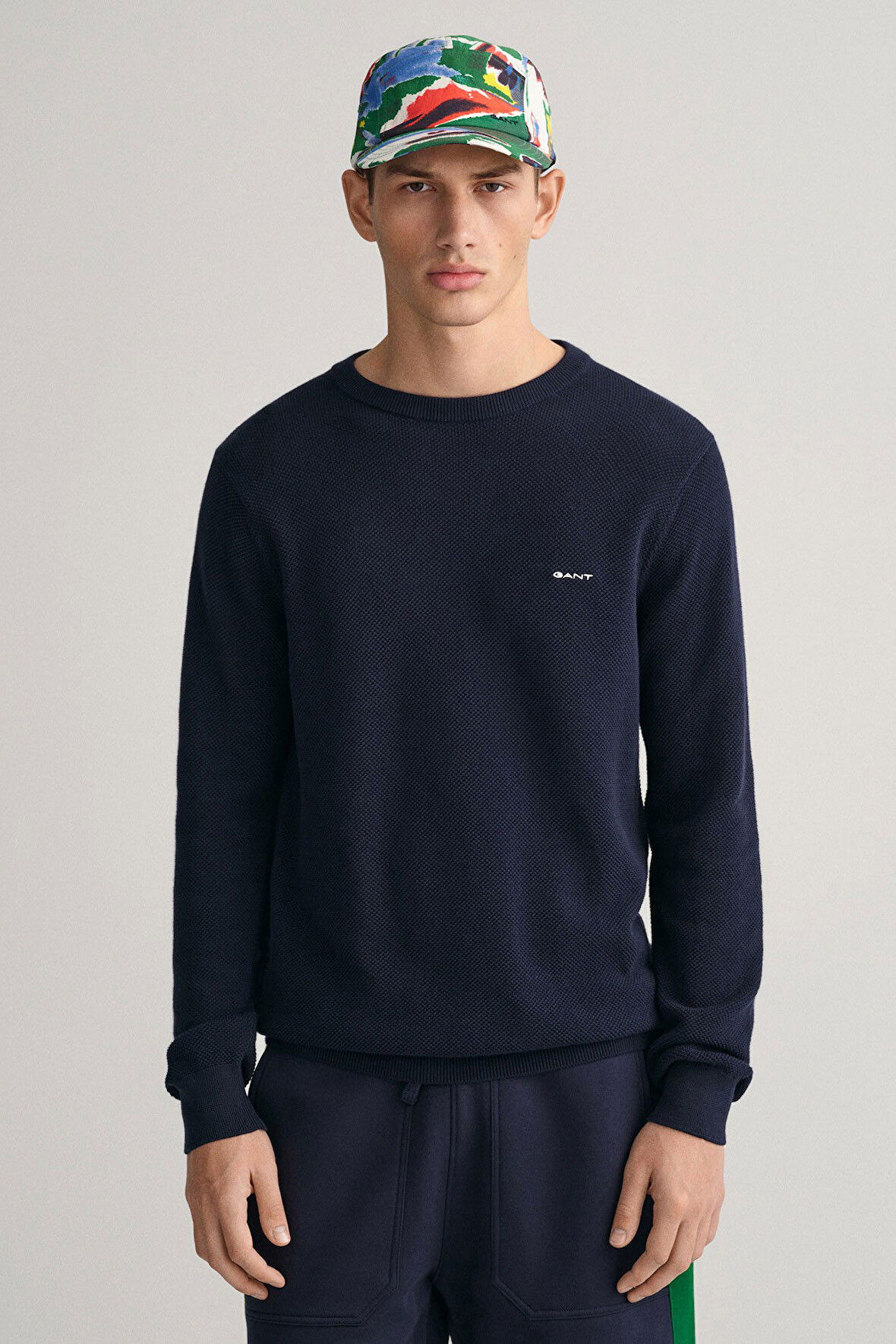 Erkek Regular Fit Bisiklet Yaka Logolu Kazak - Lacivert | S