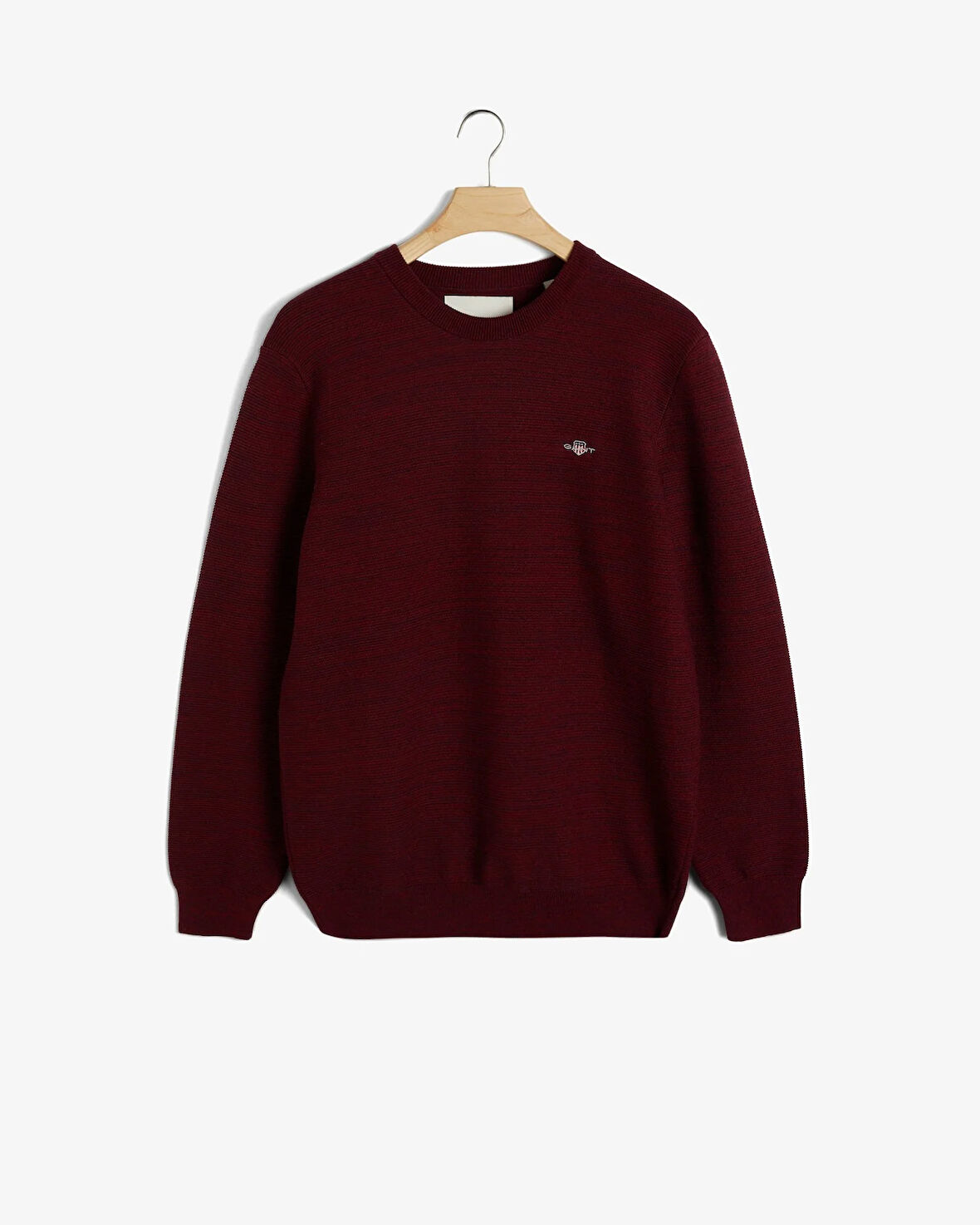 Erkek Regular Fit Bisiklet Yaka Logolu Kazak-Bordo  | M