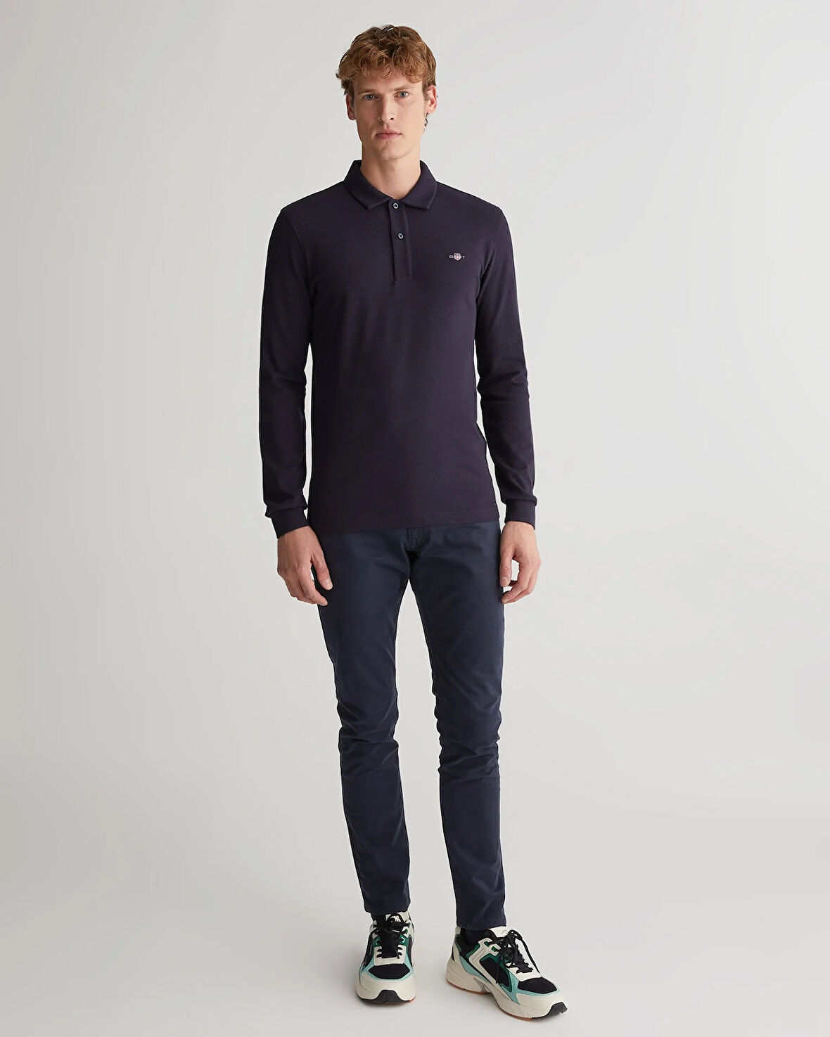 Erkek Regular Fit Logolu Polo Kazak-Lacivert | S