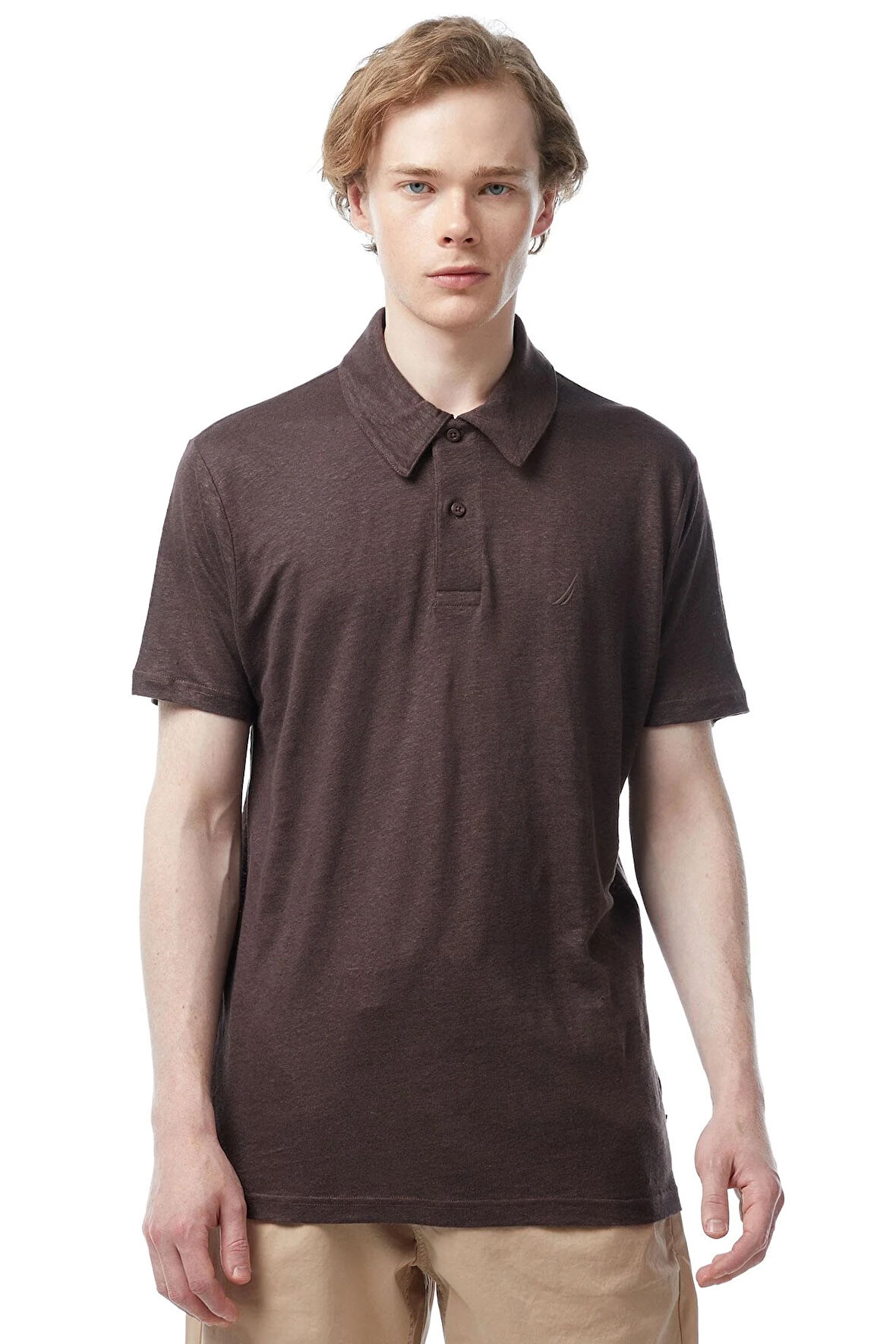 Erkek Classic Fit Kısa Kollu Polo - Kahverengi  | S