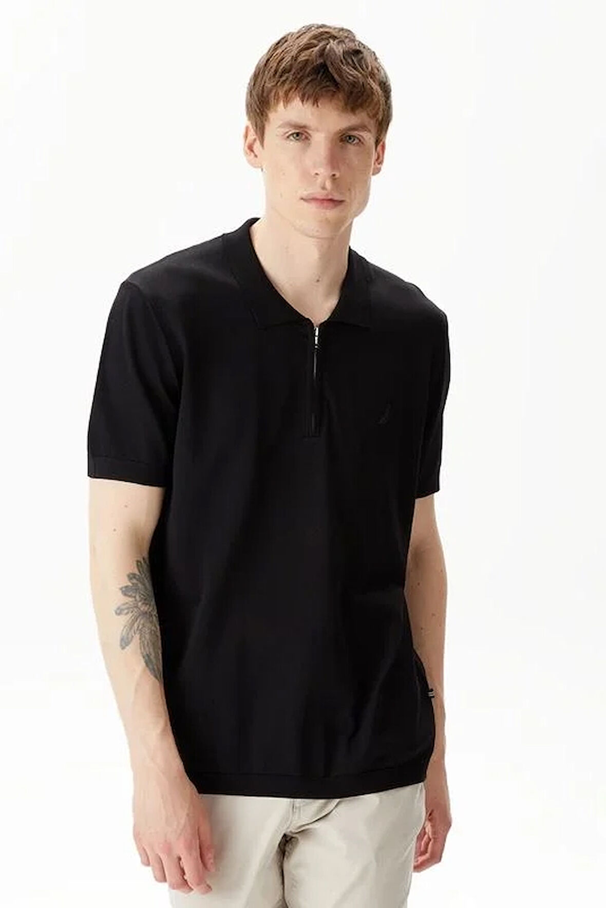 Erkek Classic Fit Kısa Kollu Triko - Siyah | S