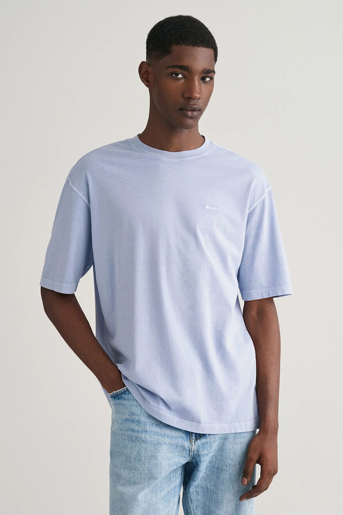 Erkek Gant Relaxed Fit Bisiklet Yaka Logolu T-shirt - Mavi  | L