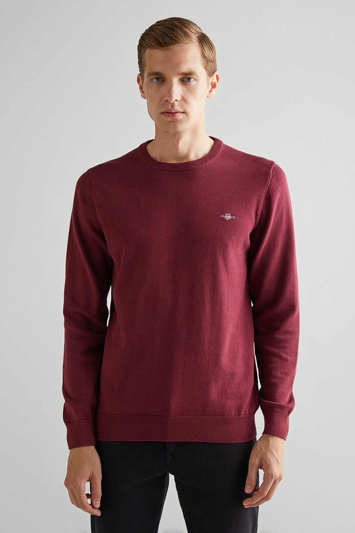 Erkek Regular Fit Bisiklet Yaka Kazak - Bordo | M