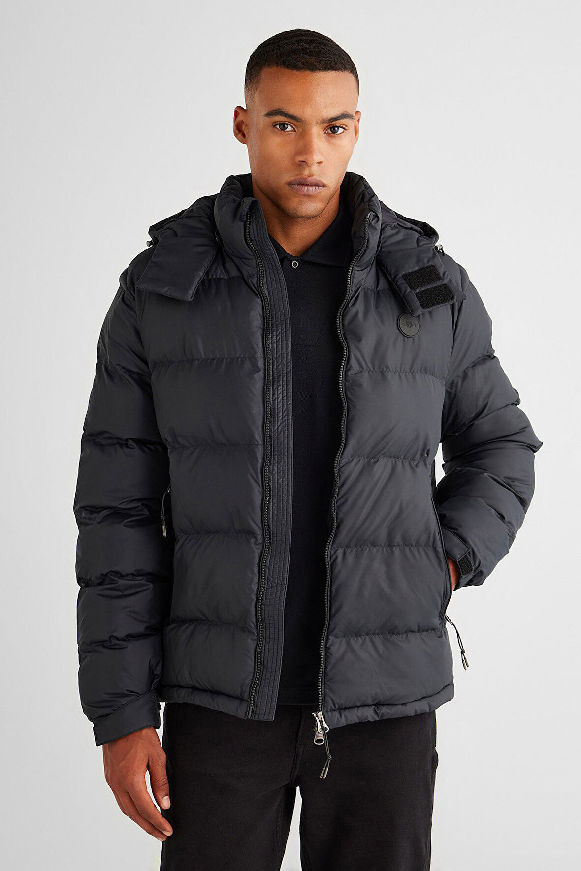 Erkek Kapüşonlu Mont - Siyah | XL
