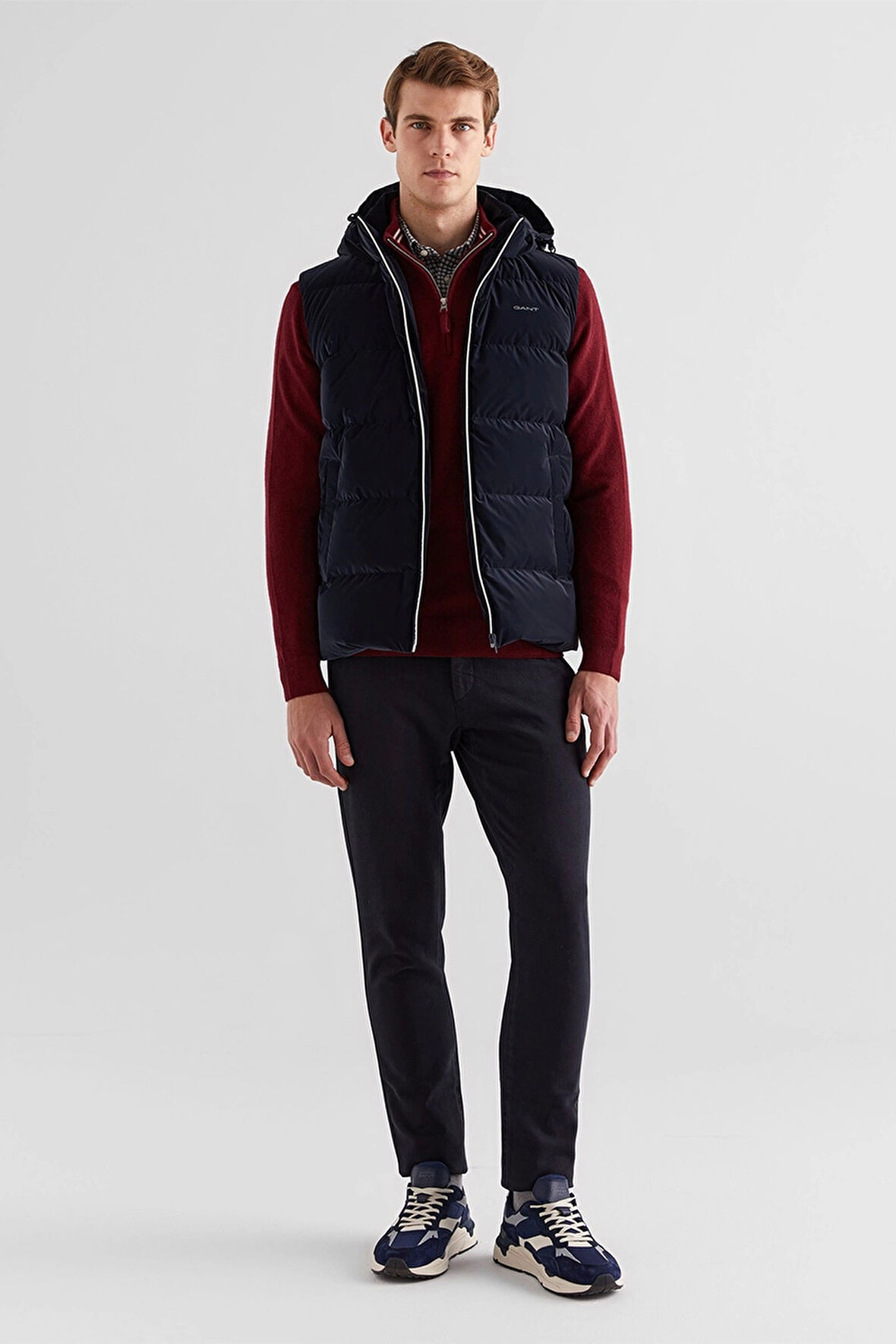 Gant Erkek Lacivert Kapüşonlu Logolu Yelek