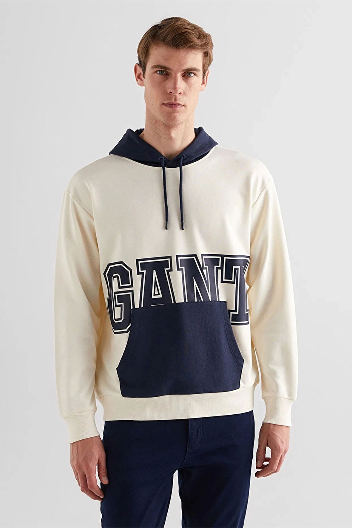 Gant Erkek  Krem Regular Fit Kapüşonlu Logolu Sweatshirt