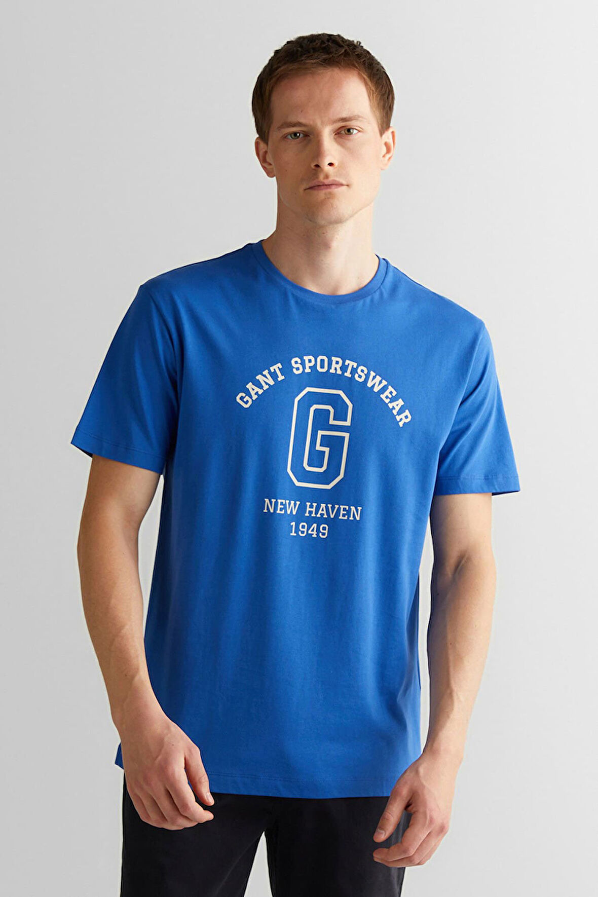 Erkek Regular Fit Bisiklet Yaka Logolu T-Shirt - Mavi | XL